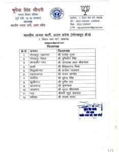 भाजपा जिलाध्यक्ष